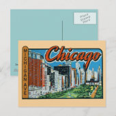 Chicago Vintage Travel Briefkaart (Voorkant / Achterkant)