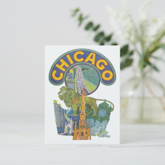 Chicago Vintage Travel Briefkaart (Staand voorkant)