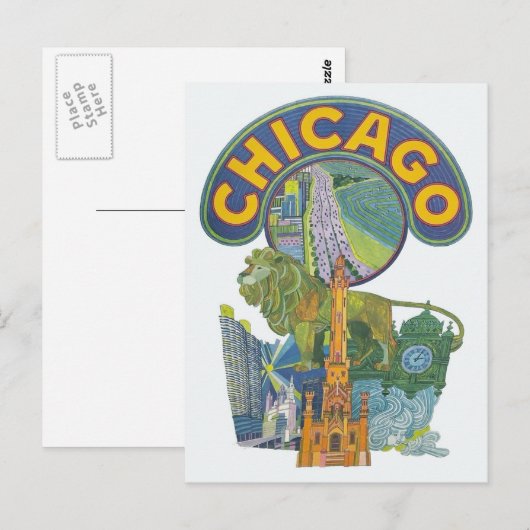Chicago Vintage Travel Briefkaart (Voorkant / Achterkant)