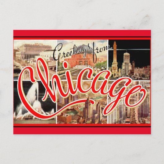 Chicago Vintage Travel Briefkaart (Voorkant)