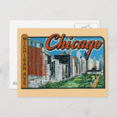 Chicago Vintage Travel Briefkaart (Voorkant / Achterkant)
