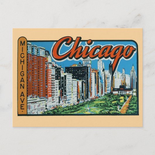 Chicago Vintage Travel Briefkaart (Voorkant)