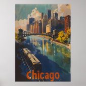 Chicago Vintage Travel Poster (Voorkant)