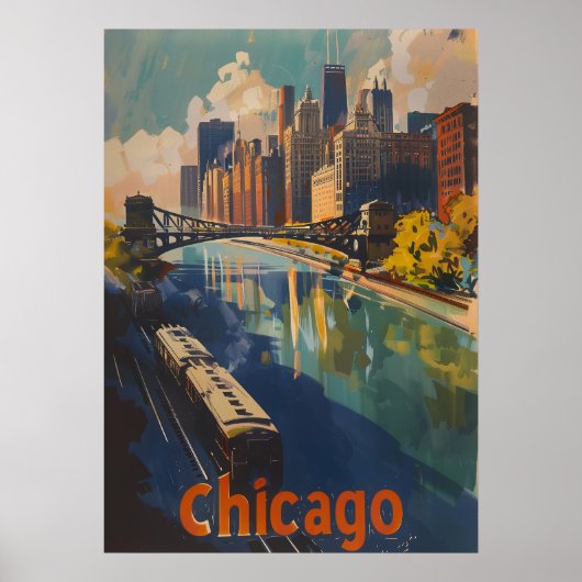 Chicago Vintage Travel Poster (Voorkant)