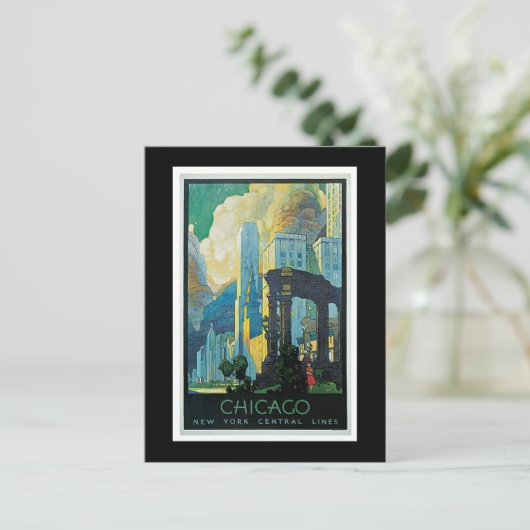 "Chicago" Vintage Travel Poster Briefkaart (Staand voorkant)