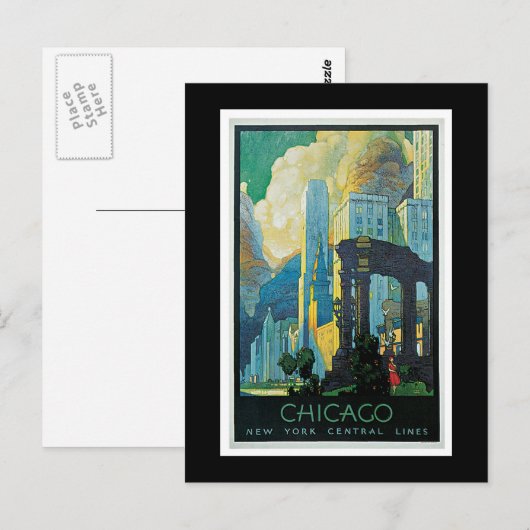 "Chicago" Vintage Travel Poster Briefkaart (Voorkant / Achterkant)