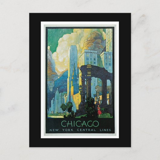 "Chicago" Vintage Travel Poster Briefkaart (Voorkant)