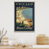 Chicago Vintage Travel Poster en Retro Prints (Keuken)