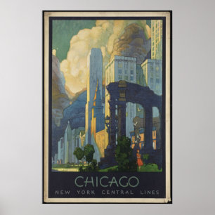 Chicago Vintage Travel Poster en Retro Prints