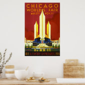 Chicago Vintage Travel Poster en Retro Prints (Keuken)