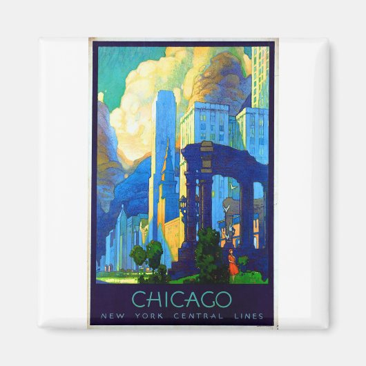 Chicago Vintage Travel Poster Magneet (Voorkant)
