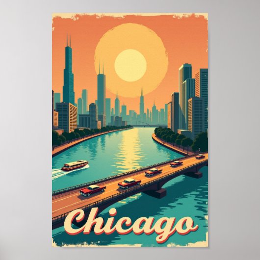 Chicago – Vintage Waterfront Poster (Voorkant)