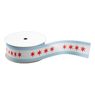 Chicago vlag 4 rode 6-punts sterren 2 blauwe strep grosgrain lint