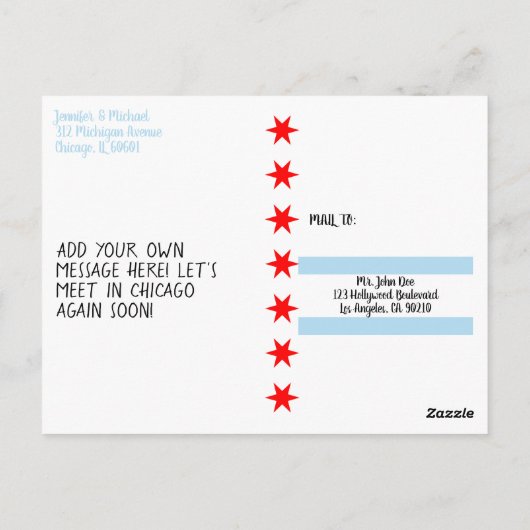 Chicago vlag 6-punts Star-Sjabloon Briefkaart (Achterkant)