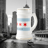 Chicago vlag bierpul met aangepaste tekst