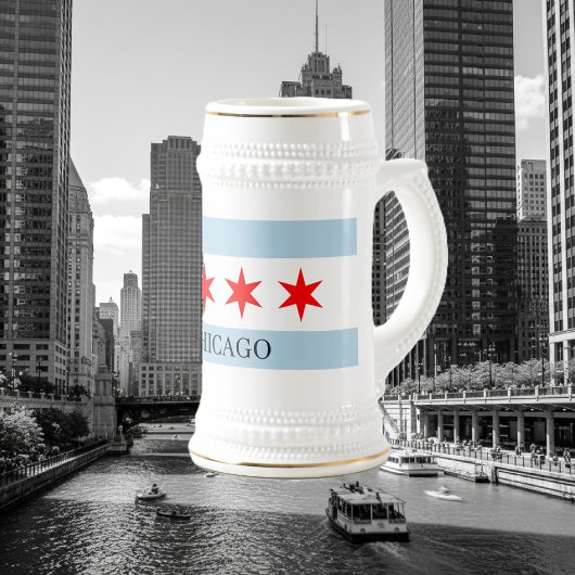 Chicago vlag bierpul met aangepaste tekst