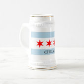 Chicago vlag bierpul met aangepaste tekst (Voorkant links)