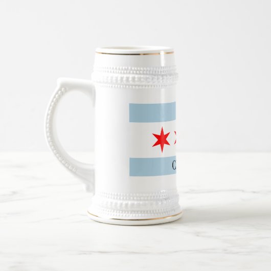 Chicago vlag bierpul met aangepaste tekst (Links)