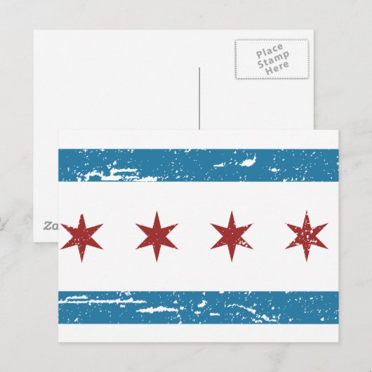  CHICAGO-vlag Briefkaart (Voorkant / Achterkant)