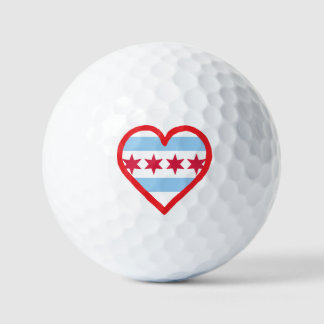 Chicago Vlag en Hart Ontwerp Golfballen