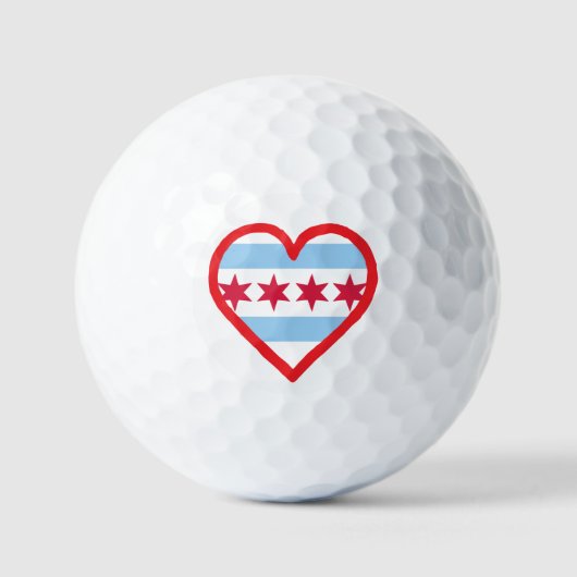 Chicago Vlag en Hart Ontwerp Golfballen (Voorkant)