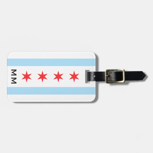 Chicago vlag en monogram bagagelabel (Voorkant horizontaal)