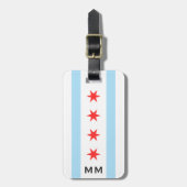Chicago vlag en monogram bagagelabel (Voorkant verticaal)