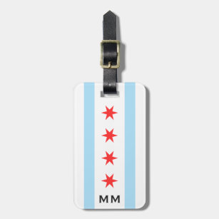 Chicago vlag en monogram bagagelabel