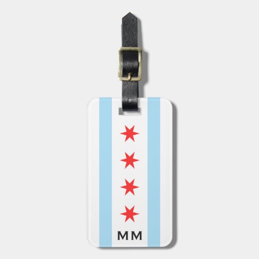Chicago vlag en monogram bagagelabel (Voorkant verticaal)