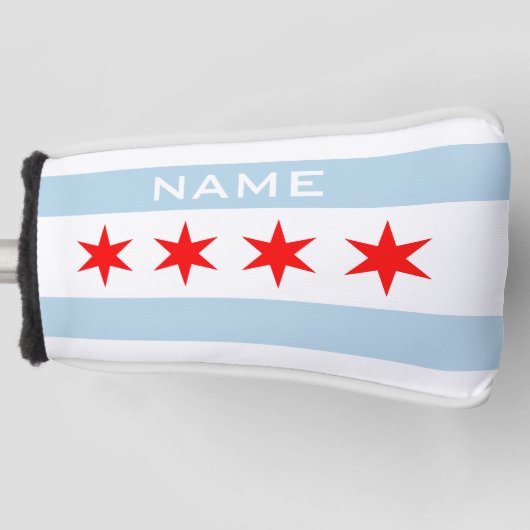 Chicago vlag golfafdekking met aangepaste naam golfheadcover (Voorkant)