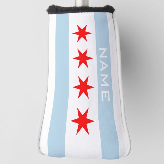 Chicago vlag golfafdekking met aangepaste naam golfheadcover (Draai 90)