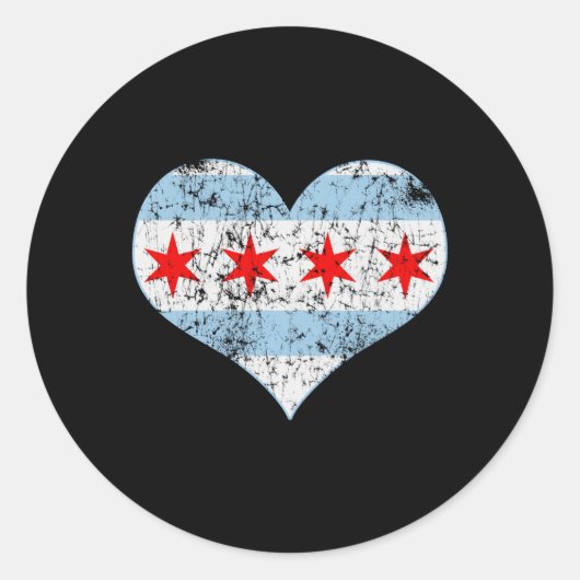 Chicago vlag hij vervaagd ronde sticker (Voorkant)