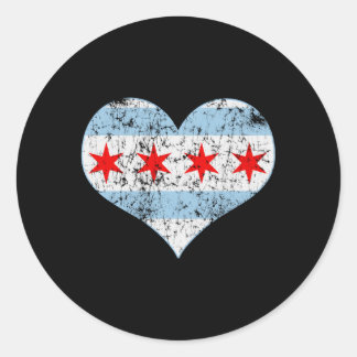 Chicago vlag hij vervaagd ronde sticker
