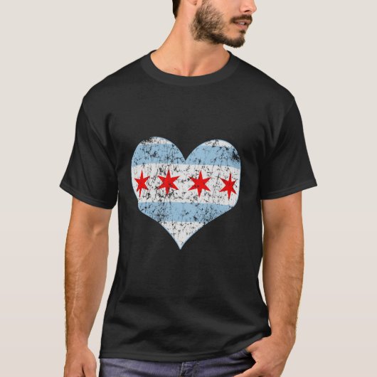 Chicago vlag hij vervaagd t-shirt (Voorkant)