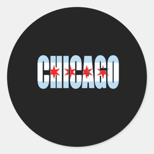 Chicago Vlag Huis Liefde Stad Ronde Sticker (Voorkant)