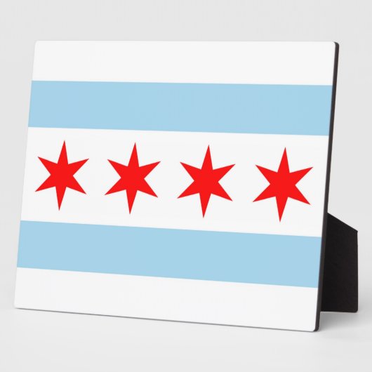 Chicago Vlag, Illinois Staat Plaquette Fotoplaat (Zijkant)