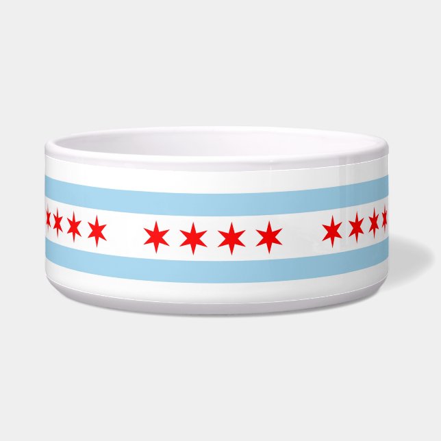 Chicago Vlag, Illinois Vlag Pet Bowl Voerbakje (Links)