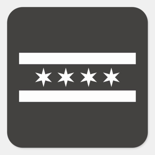 Chicago Vlag in zwart-wit Vierkante Sticker (Voorkant)