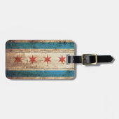 Chicago vlag op oude houten korrel bagagelabel (Voorkant horizontaal)