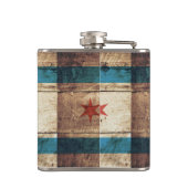 Chicago vlag op oude houten korrel heupfles (Achterkant)