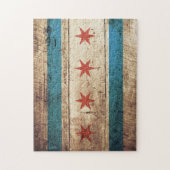 Chicago vlag op oude houten korrel legpuzzel (Verticaal)