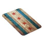 Chicago vlag op oude houten korrel magneet (Rechterzijde)