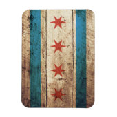 Chicago vlag op oude houten korrel magneet (Verticaal)