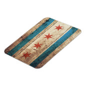 Chicago vlag op oude houten korrel magneet (Linkerzijde)