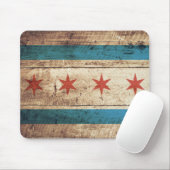 Chicago vlag op oude houten korrel muismat (Met muis)