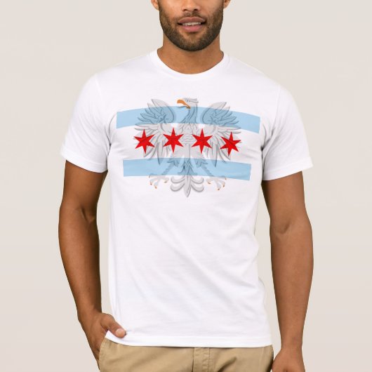 Chicago vlag Poolse adelaar T-shirt (Voorkant)