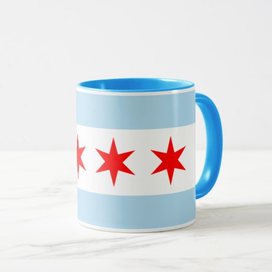 Chicago vlag ringer koffiethee mok (Voorkant rechts)