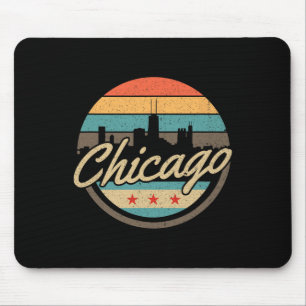 Chicago Vlag Silhouet van de Stad Vintage Illinois Muismat