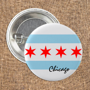 Chicago Vlag, Stad & Illinois Staat USA / sport Ronde Button 3,2 Cm