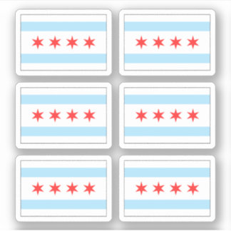 Chicago vlag stickers, set van zes sticker